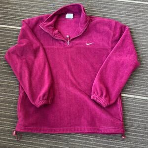 Vintage 90s Made In USA Pink Nike fleece quarter zip jumper sweater